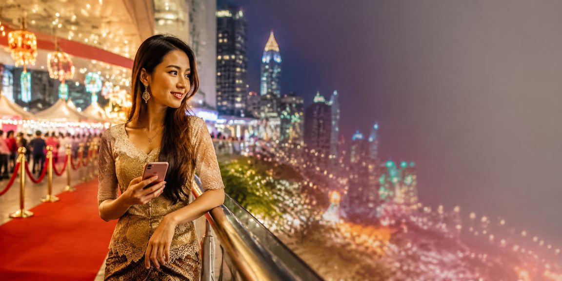 Pengguna Malaysia membuat deposit ke akaun ac1200 di Kuala Lumpur